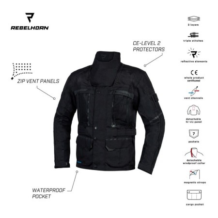 KURTKA TEKSTYLNA REBELHORN CUBBY IV BLACK XXS