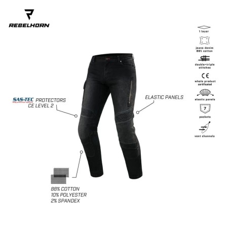 SPODNIE JEANS REBELHORN VANDAL DENIM BLACK W28L32