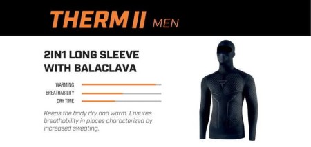 KOSZULKA TERMOAKTYWNA REBELHORN Z KOMINIARKĄ THERM II 2W1 BLACK/GREY XS/S