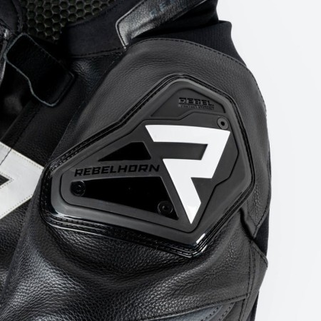 KURTKA SKÓRZANA REBELHORN VELOCE BLACK/GREY/FLUO RED 46