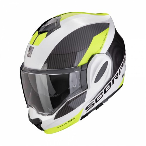 Kask Motocyklowy Systemowy SCORPION EXO-Tech TEAM WHITE-NEON YELLOW