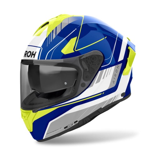 Kask Motocyklowy Integralny AIROH Spark 2 CHRONO BLUE/YELLOW GLOSS