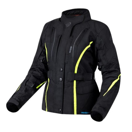 KURTKA MOTOCYKLOWA TEKSTYLNA DAMSKA OZONE SAHARA BLACK FLUO YELLOW WXS