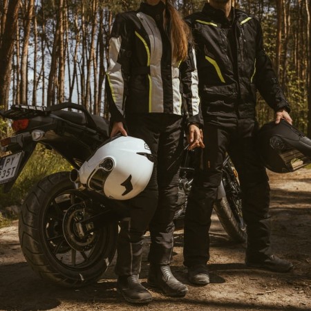 KURTKA MOTOCYKLOWA TEKSTYLNA DAMSKA OZONE SAHARA BLACK FLUO YELLOW WXS