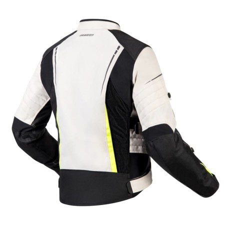 KURTKA MOTOCYKLOWA TEKSTYLNA DAMSKA OZONE FLOW BLACK GREY FLUO YELLOW WXXS