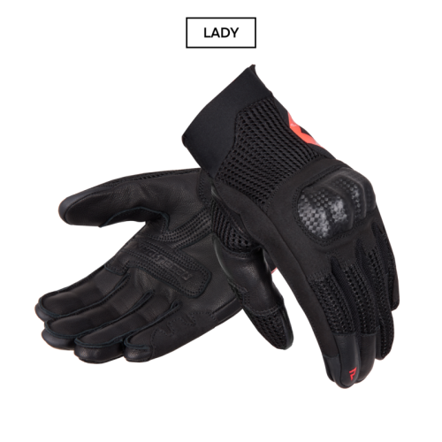 Przejdź do produktu RĘKAWICE MOTOCYKLOWE DAMSKIE REBELHORN GAP 3 BLACK FLUO RED WXS