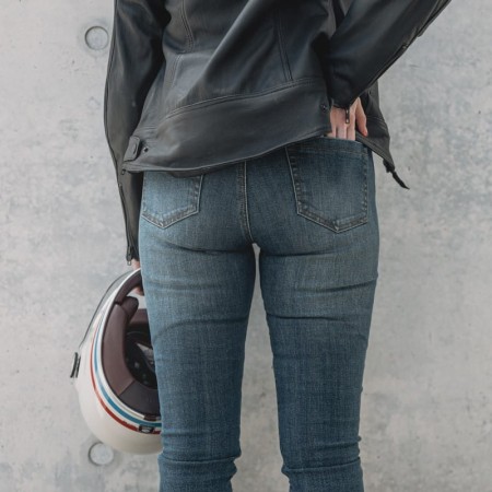 JEANSY MOTOCYKLOWE DAMSKIE REBELHORN CLASSIC 3 SLIM FIT WASHED BLUE 24/28