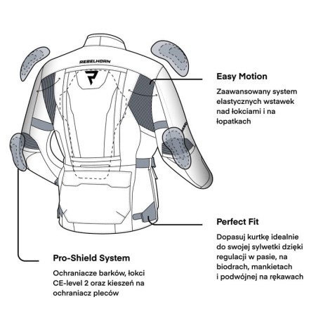 KURTKA MOTOCYKLOWA TEKSTYLNA REBELHORN HARDY 2 BLACK FLUO YELLOW