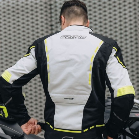 KURTKA MOTOCYKLOWA TEKSTYLNA OZONE JET 2 BLACK FLUO YELLOW