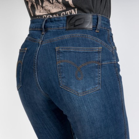 JEANSY MOTOCYKLOWE DAMSKIE OZONE STRIKER SLIM FIT WASHED BLUE W28/30