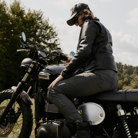 JEANSY MOTOCYKLOWE DAMSKIE OZONE STRIKER SLIM FIT WASHED BLUE W28/30