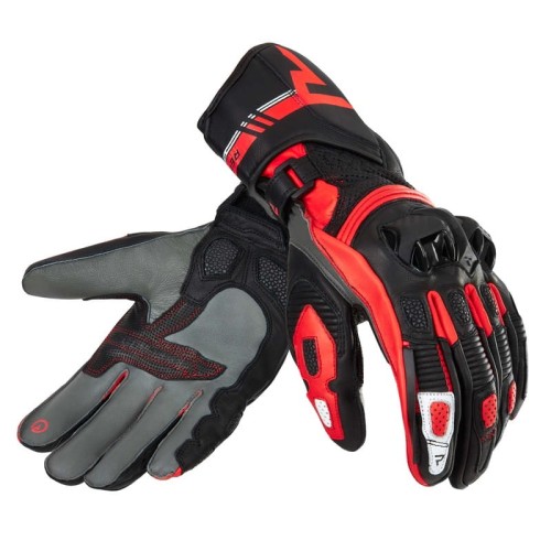 Przejdź do produktu RĘKAWICE MOTOCYKLOWE REBELHORN ST LONG BLACK GREY FLUO RED