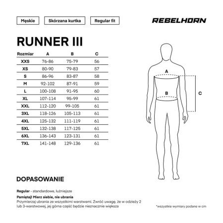 KURTKA MOTOCYKLOWA SKÓRZANA REBELHORN RUNNER 3 BLACK 5XL