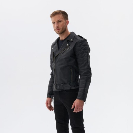 KURTKA MOTOCYKLOWA SKÓRZANA OZONE RAMONES MODERN MATT BLACK