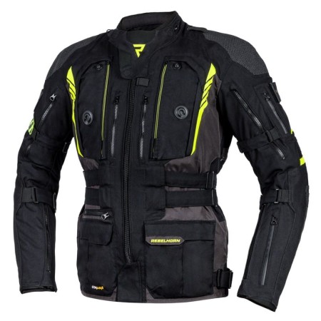 KURTKA MOTOCYKLOWA TEKSTYLNA REBELHORN PATROL BLACK FLUO YELLOW
