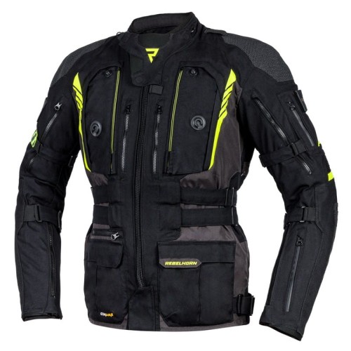 Przejdź do produktu KURTKA MOTOCYKLOWA TEKSTYLNA REBELHORN PATROL BLACK FLUO YELLOW