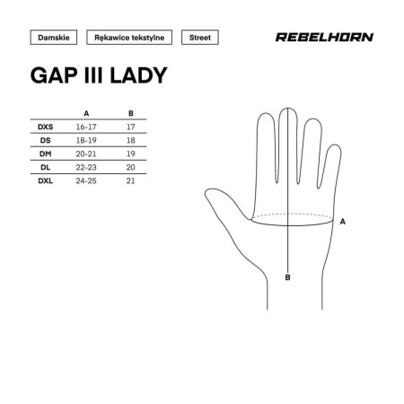 RĘKAWICE SKÓRZANE REBELHORN GAP III LADY BLACK DM