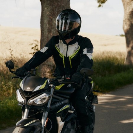 KURTKA MOTOCYKLOWA TEKSTYLNA OZONE FLOW BLACK FLUO YELLOW