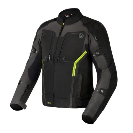 KURTKA MOTOCYKLOWA TEKSTYLNA REBELHORN BORG BLACK DARK GREY FLUO YELLOW