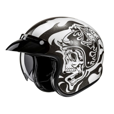 KASK MOTOCYKLOWY HJC V31 FLAME WHITE BLACK