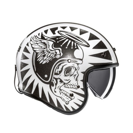 KASK MOTOCYKLOWY HJC V31 FLAME WHITE BLACK