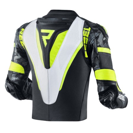 KURTKA MOTOCYKLOWA SKÓRZANA REBELHORN REBEL BLACK WHITE FLUO YELLOW 46