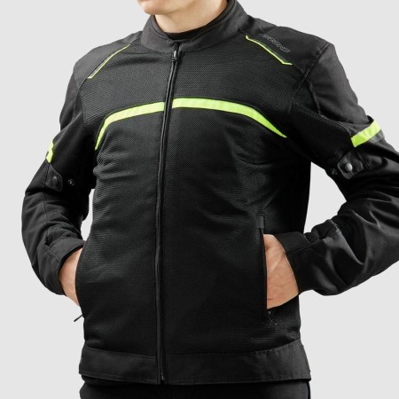 KURTKA MOTOCYKLOWA TEKSTYLNA OZONE NEO AIR BLACK FLUO YELLOW