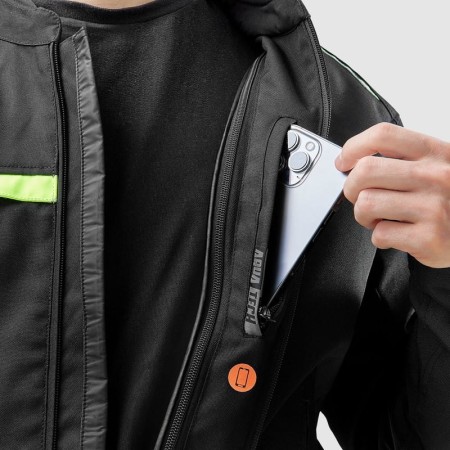 KURTKA MOTOCYKLOWA TEKSTYLNA OZONE NEO BLACK FLUO YELLOW