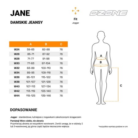 JEANSY MOTOCYKLOWE DAMSKIE OZONE JANE JOGGER FIT BLACK 24/30