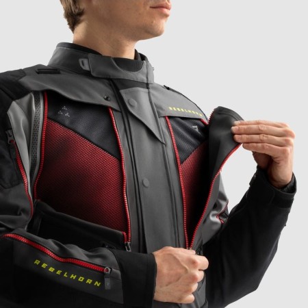 KURTKA MOTOCYKLOWA TEKSTYLNA REBELHORN HARDY 3.0 DARK GREY BLACK FLUO YELLOW