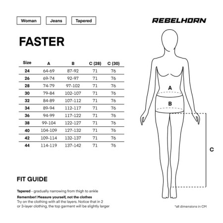 JEANSY MOTOCYKLOWE DAMSKIE REBELHORN FASTER BLACK 24/30