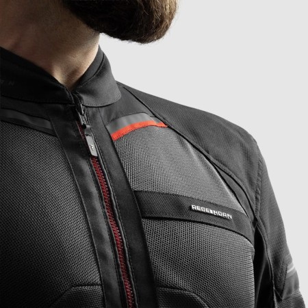 KURTKA MOTOCYKLOWA TEKSTYLNA REBELHORN SCANDAL 3 DARK GREY BLACK RED