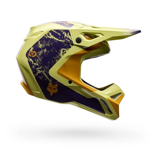 Kask Motocyklowy Off Road Fox V1 IMAGE PRINT PURPLE YELLOW