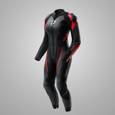 SPODNIE MOTOCYKLOWE SKÓRZANE DAMSKIE REBELHORN DIVA BLACK RED W36