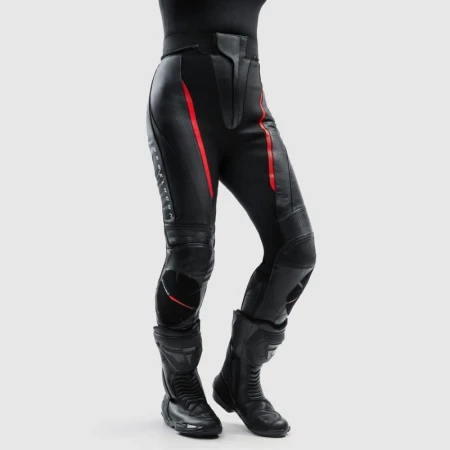SPODNIE MOTOCYKLOWE SKÓRZANE DAMSKIE REBELHORN DIVA BLACK RED W36