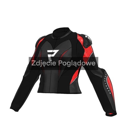 Przejdź do produktu KURTKA MOTOCYKLOWA SKÓRZANA DAMSKA REBELHORN DIVA RS BLACK RED W32