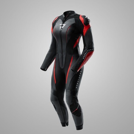 KURTKA MOTOCYKLOWA SKÓRZANA DAMSKA REBELHORN DIVA RS BLACK RED W32