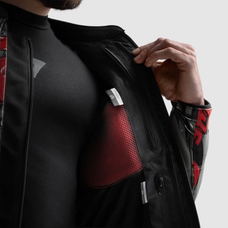 KURTKA MOTOCYKLOWA SKÓRZANA REBELHORN VANDAL 2 CRUZE BLACK DARK GREY RED 46