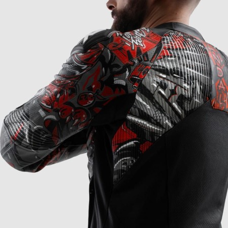 KURTKA MOTOCYKLOWA SKÓRZANA REBELHORN VANDAL 2 CRUZE BLACK DARK GREY RED 46