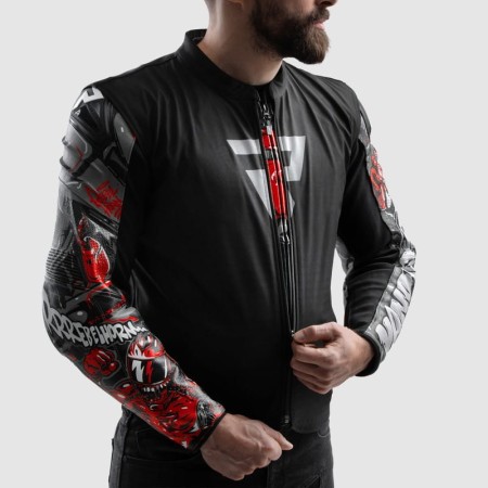 KURTKA MOTOCYKLOWA SKÓRZANA REBELHORN VANDAL 2 CRUZE BLACK DARK GREY RED 46