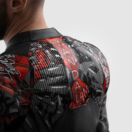 KURTKA MOTOCYKLOWA SKÓRZANA REBELHORN VANDAL 2 CRUZE BLACK DARK GREY RED 46