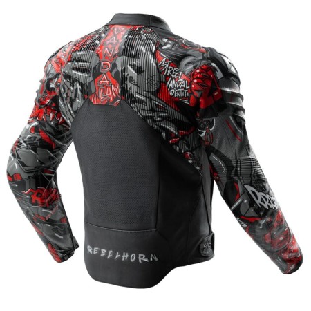 KURTKA MOTOCYKLOWA SKÓRZANA REBELHORN VANDAL 2 CRUZE BLACK DARK GREY RED 46