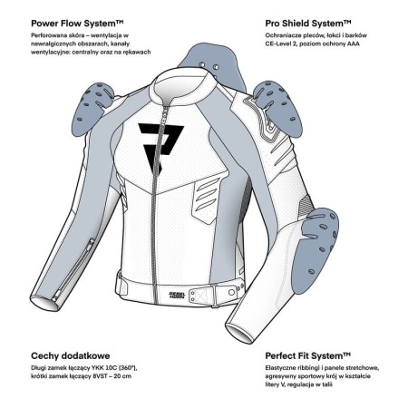 KURTKA MOTOCYKLOWA SKÓRZANA REBELHORN VANDAL 2 CRUZE BLACK DARK GREY RED 46