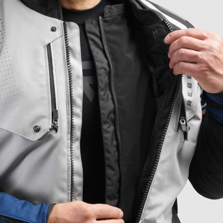 KURTKA MOTOCYKLOWA TEKSTYLNA REBELHORN HIKER 4 LIGHT GREY BLUE RED