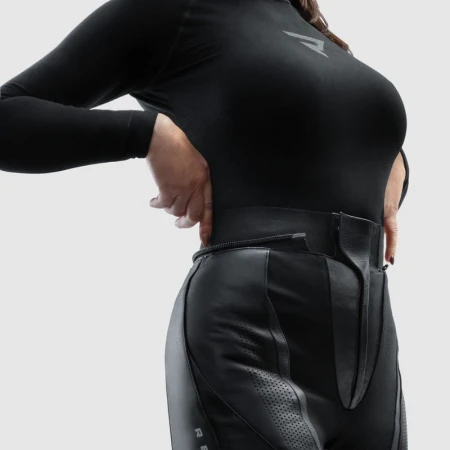 SPODNIE MOTOCYKLOWE SKÓRZANE DAMSKIE REBELHORN DIVA BLACK W32