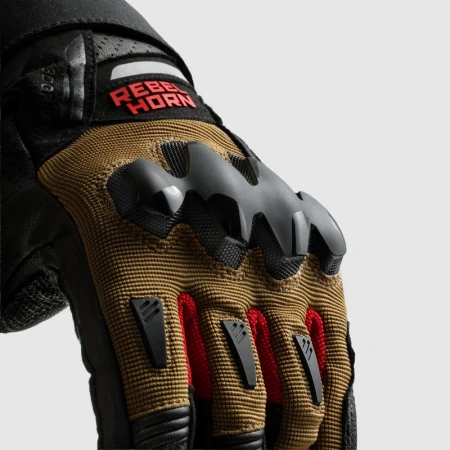 RĘKAWICE MOTOCYKLOWE REBELHORN DEFENDER DESERT BLACK RED