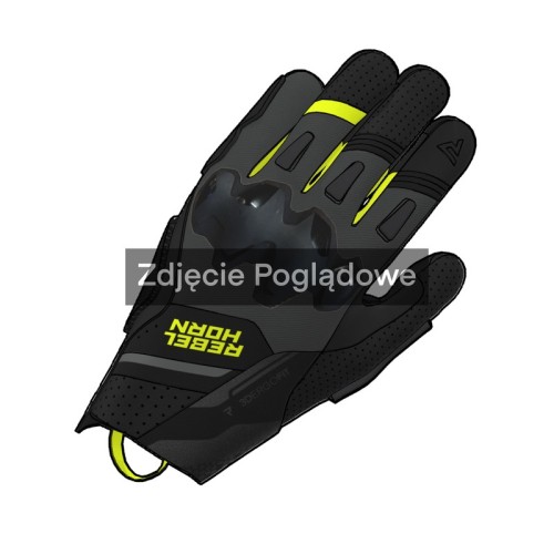 Przejdź do produktu RĘKAWICE MOTOCYKLOWE REBELHORN DEFENDER BLACK GREY FLUO YELLOW