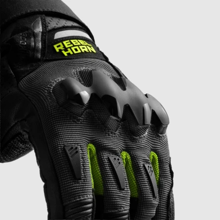 RĘKAWICE MOTOCYKLOWE REBELHORN DEFENDER BLACK GREY FLUO YELLOW