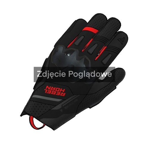 Przejdź do produktu RĘKAWICE MOTOCYKLOWE REBELHORN DEFENDER BLACK RED