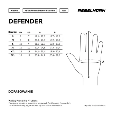 RĘKAWICE MOTOCYKLOWE REBELHORN DEFENDER BLACK